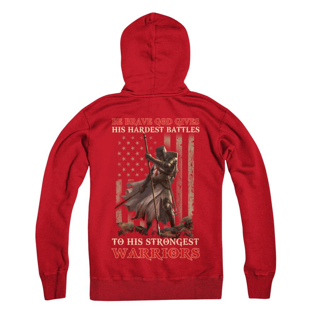 God Gives His Hardest Battles To His Strongest Warrior-T-Shirt & Hoodie-Pullover Hoodie-Red