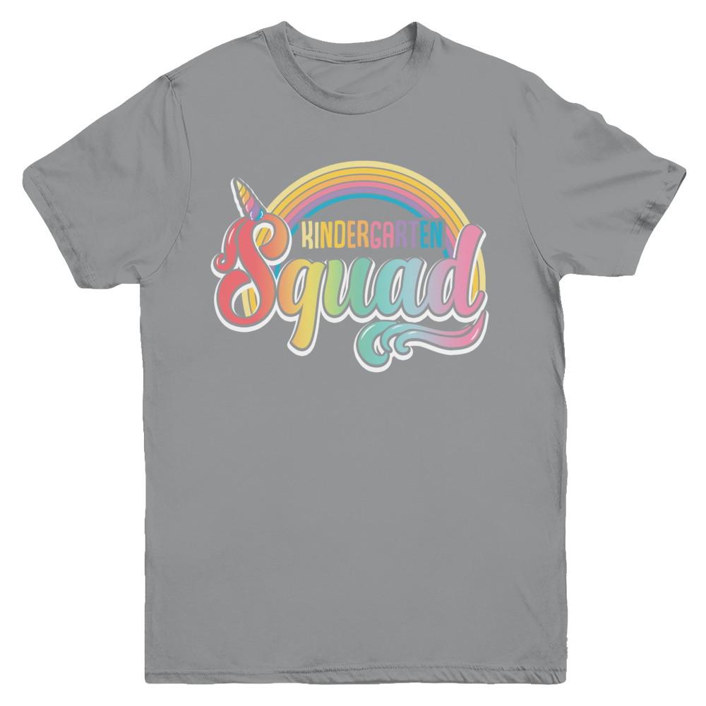 Kindergarten Squad Cute Rainbow Unicorn Back To School Youth-Youth Shirt-Youth T-Shirt-Sport Grey