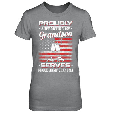 Supporting My Grandson As He Serves Proud Army Grandma-T-Shirt & Hoodie-Women's T-Shirt-Sport Grey
