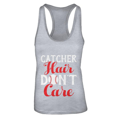 Catcher Hair Don't Care Baseball-T-Shirt & Tank Top-Women's Ideal Racerback Tank-Heather Grey