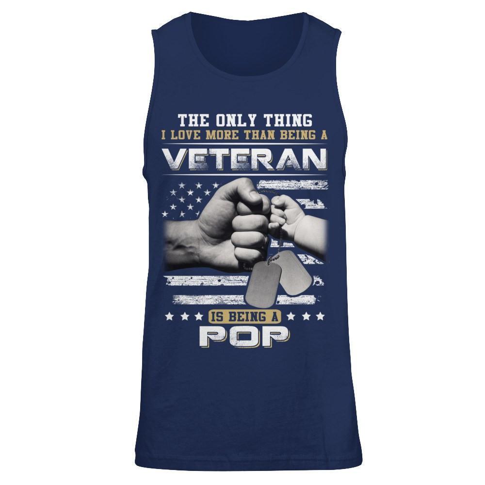 I Love More Than Being A Veteran Is Being A Pop-T-Shirt & Hoodie-Unisex Tank-Navy