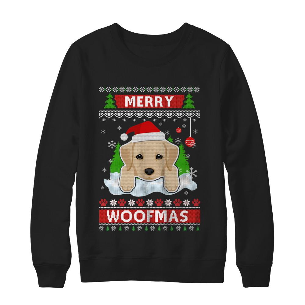 Labrador Merry Woofmas Ugly Christmas Sweater-T-Shirt & Sweatshirt-Crewneck Sweatshirt-Black