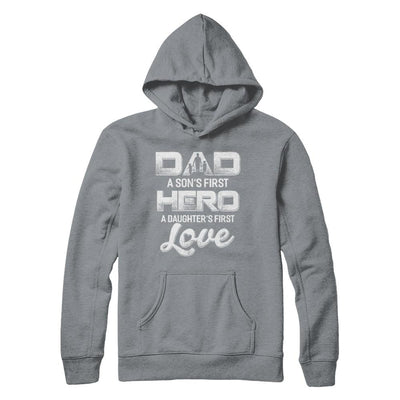 Dad A Sons First Hero A Daughters First Love Fathers Day Gift-T-Shirt & Hoodie-Pullover Hoodie-Light Steel