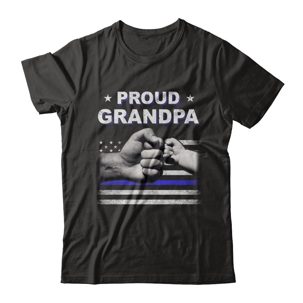 Proud Grandpa Police Thin Blue Line Flag Fathers Day-T-Shirt & Hoodie-Classic T-Shirt-Black