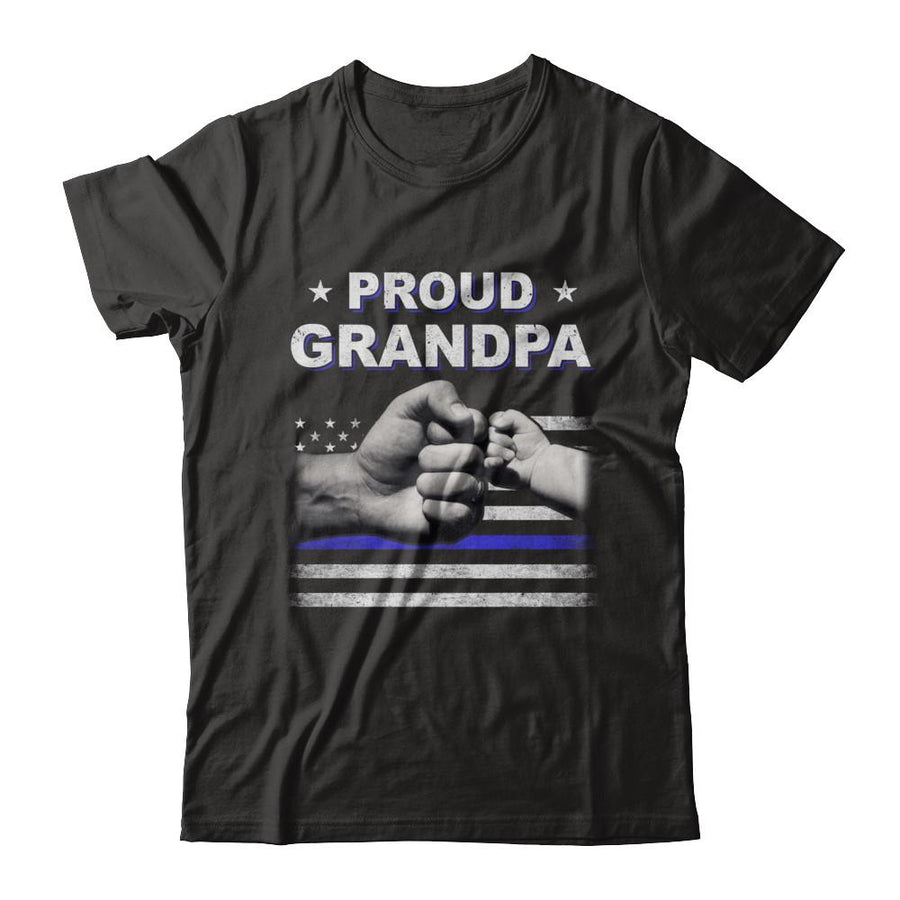 Proud Grandpa Police Thin Blue Line Flag Fathers Day-T-Shirt & Hoodie-Classic T-Shirt-Black