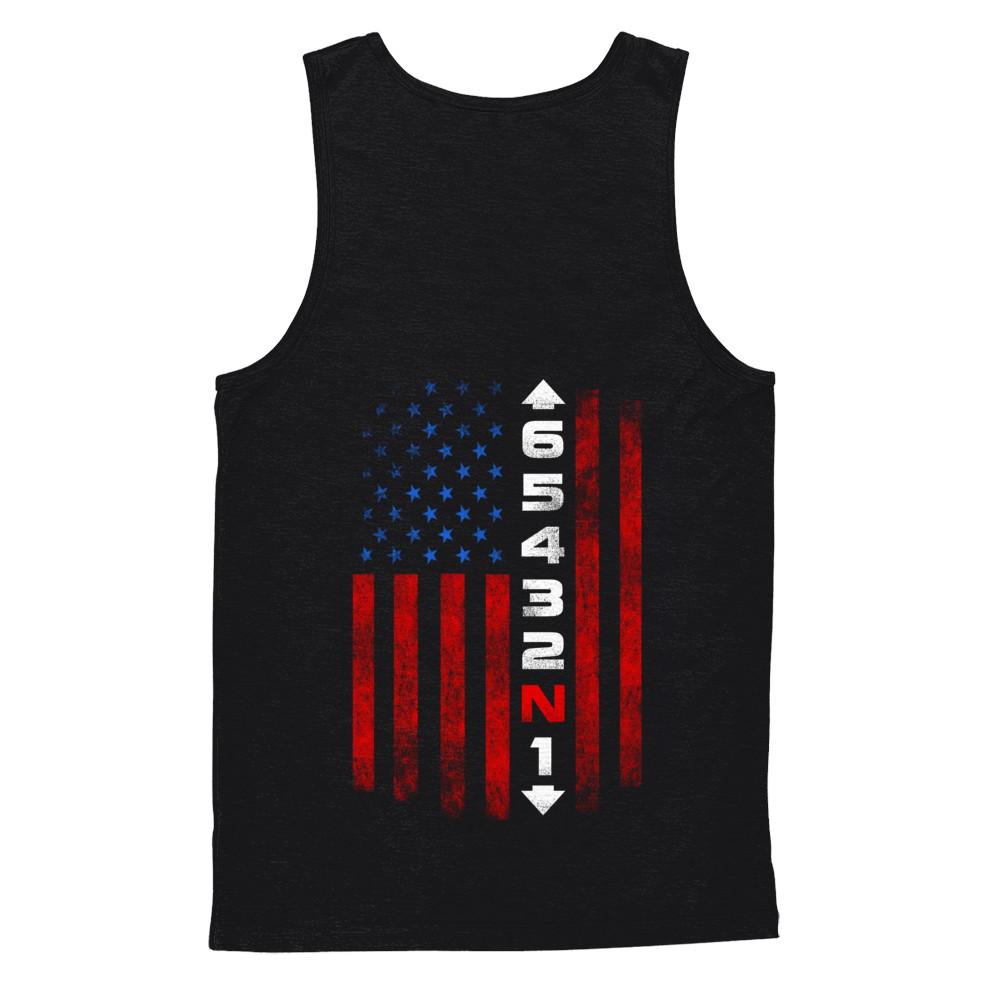 Motorcycle Gears Fun Motorbike American Us Flag-T-Shirt & Hoodie-Unisex Tank-Black