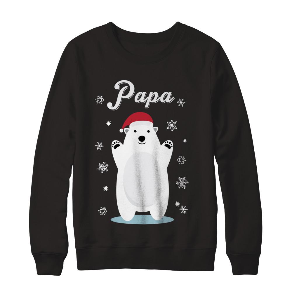 Papa Bear Christmas Santa Pajamas-T-Shirt & Sweatshirt-Crewneck Sweatshirt-Black