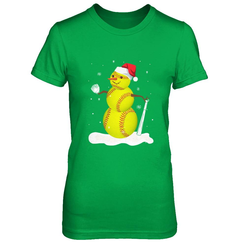 Christmas Softball Snowman Christmas-T-Shirt & Sweatshirt-Women's T-Shirt-Irish Green