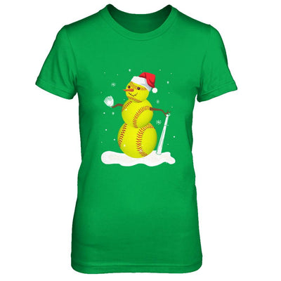 Christmas Softball Snowman Christmas-T-Shirt & Sweatshirt-Women's T-Shirt-Irish Green