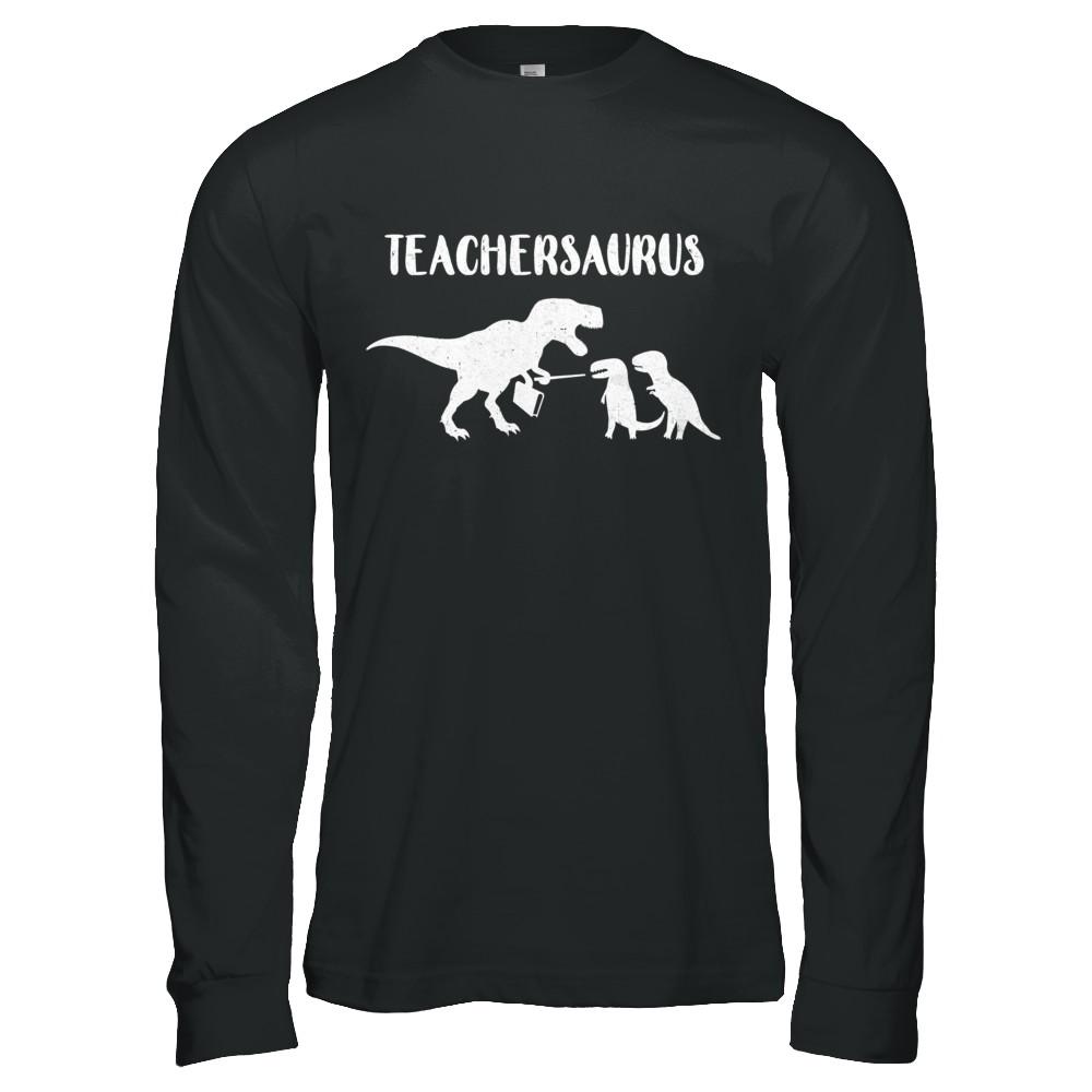 Teacher Funny Teachersaurus Dinosaur-T-Shirt & Hoodie-Long Sleeve T-Shirt-Black