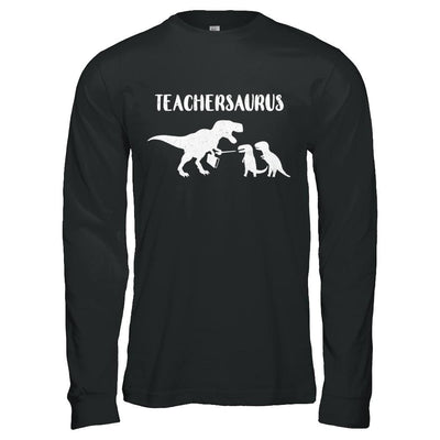 Teacher Funny Teachersaurus Dinosaur-T-Shirt & Hoodie-Long Sleeve T-Shirt-Black