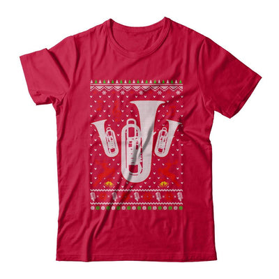 Santa Tuba Ugly Christmas Sweater Gifts-T-Shirt & Sweatshirt-Classic T-Shirt-Red