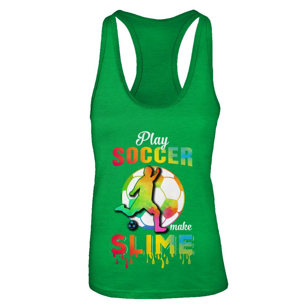 Play Soccer Make Slime Watercolor For Girl Women-T-Shirt & Tank Top-Women's Ideal Racerback Tank-Kelly Green