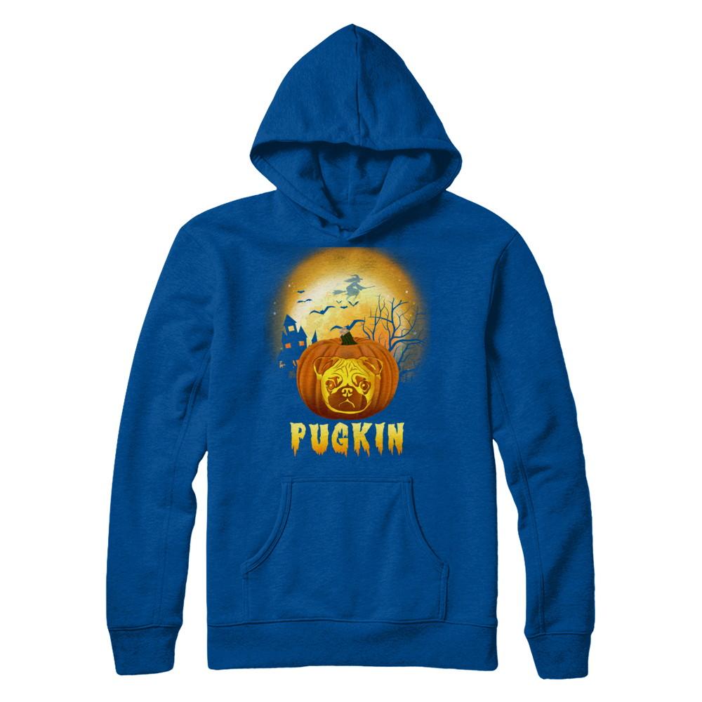 Halloween Pugkin Funny Pumpkin Pug-T-Shirt & Hoodie-Pullover Hoodie-Deep Royal