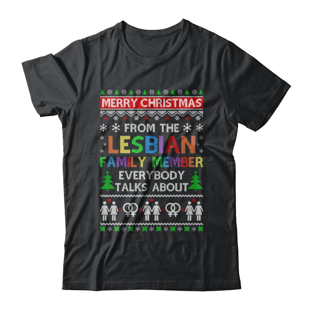 LGBT Merry Christmas From Lesbian Aunt Family Ugly Sweater-T-Shirt & Sweatshirt-Classic T-Shirt-Black