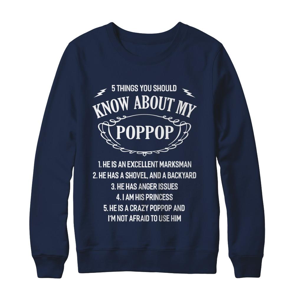5 Things You Should Know About My PopPop Granddaughter-T-Shirt & Sweatshirt-Crewneck Sweatshirt-Navy