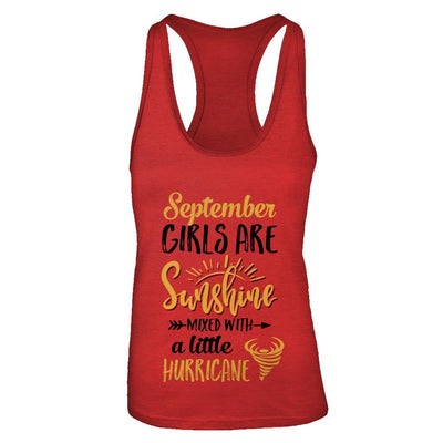 September Girls Sunshine Mixed With A Little Hurricane Birthday-T-Shirt & Tank Top-Women's Ideal Racerback Tank-Red
