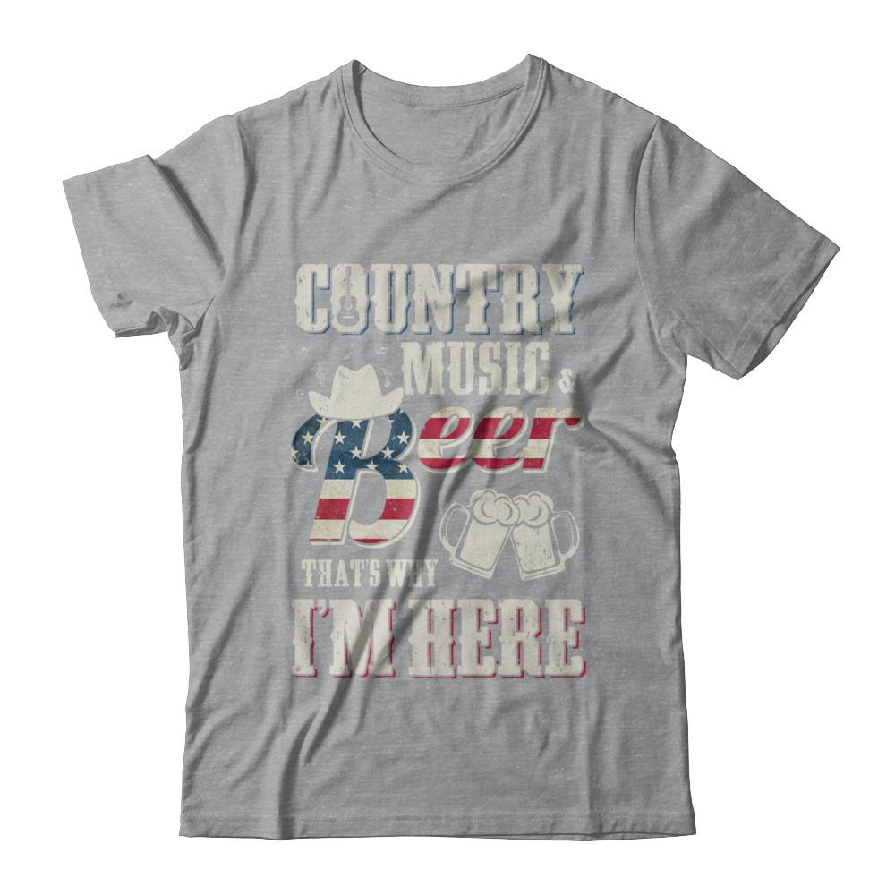 Country Music And Beer That's Why I'm Here-T-Shirt & Hoodie-Classic T-Shirt-Sport Grey