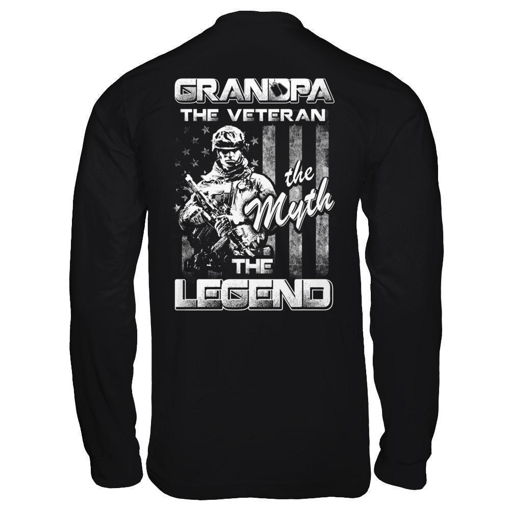 Grandpa The Veteran The Myth The Legend-T-Shirt & Hoodie-Long Sleeve T-Shirt-Black
