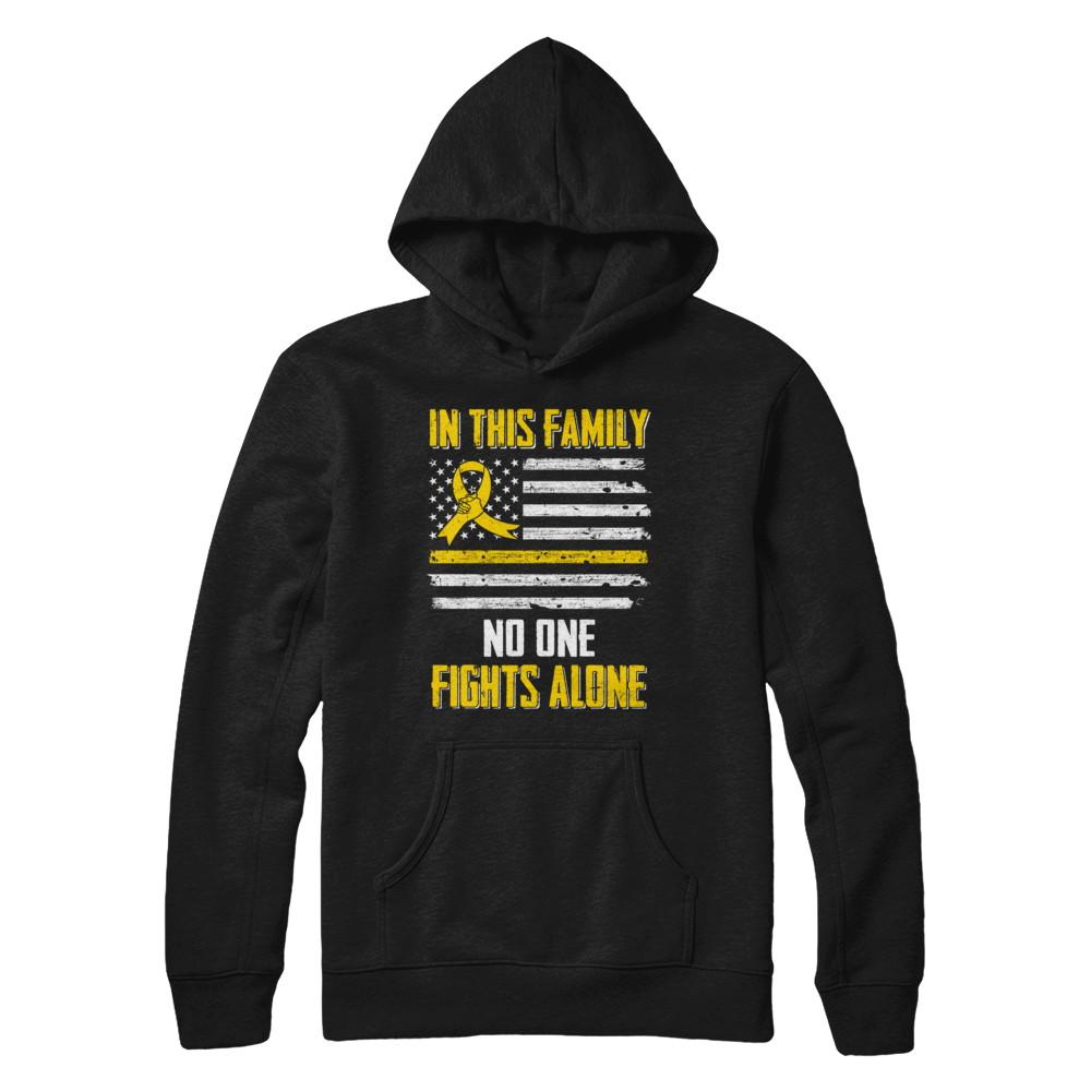 In This Family No One Fights Alone Childhood Cancer-T-Shirt & Hoodie-Pullover Hoodie-Black