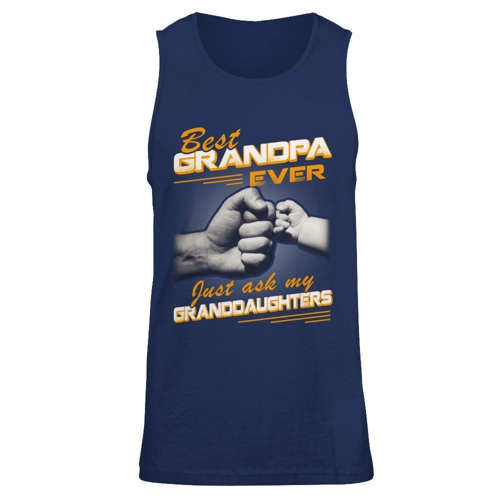 Best Grandpa Ever Just Ask My Granddaughters-T-Shirt & Hoodie-Unisex Tank-Navy