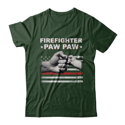 Firefighter Fireman Paw Paw American Flag Fathers Day-T-Shirt & Hoodie-Classic T-Shirt-Forest Green