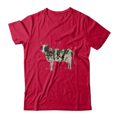 Vintage Cow Merry Christmas Light Led-T-Shirt & Hoodie-Classic T-Shirt-Red