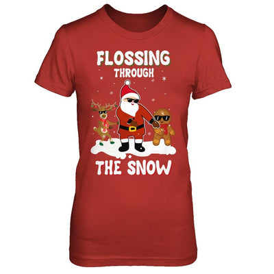 Flossing Through The Snow Santa Reindeer Gingerbread-T-Shirt & Sweatshirt-Women's T-Shirt-Red
