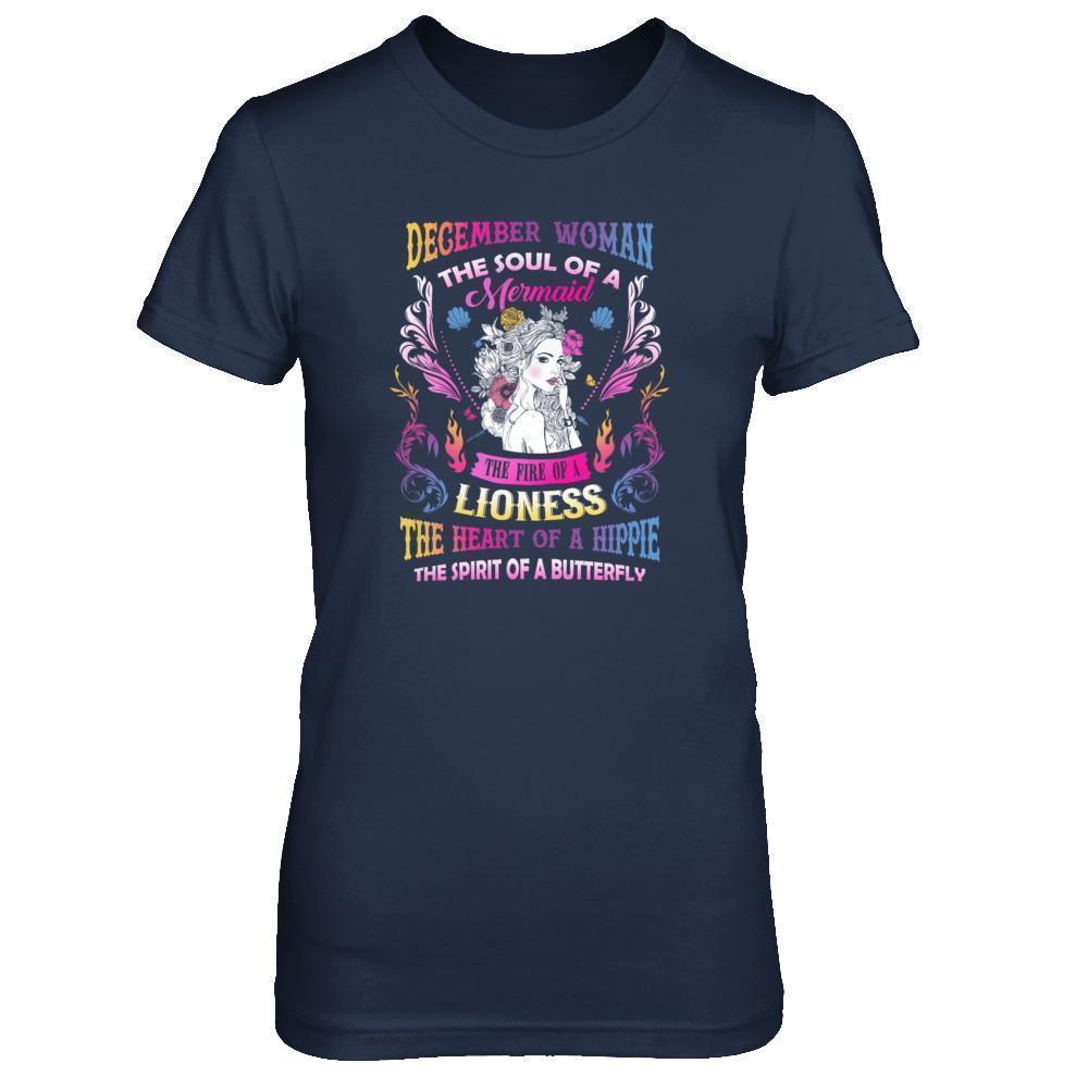 December Woman The Soul Of A Mermaid Birthday-T-Shirt & Tank Top-Women's T-Shirt-Navy