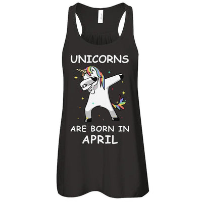 Unicorns Are Born In April Cute Dabbing-T-Shirt & Tank Top-Women's Flowy Racerback Tank-Black