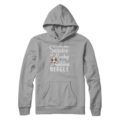 A Woman Cannot Survive On Reading Alone Beagle-T-Shirt & Tank Top-Pullover Hoodie-Light Steel