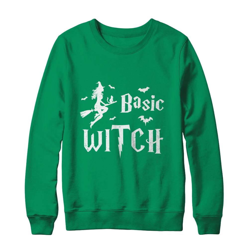 Basic Witch Halloween-T-Shirt & Sweatshirt-Crewneck Sweatshirt-Irish Green