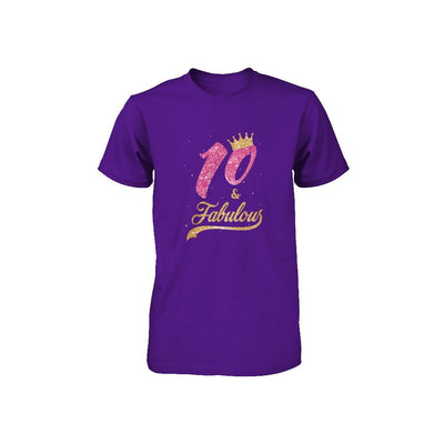 10Th And Fabulous Ten Birthday Youth-Youth Shirt-Youth T-Shirt-Team Purple