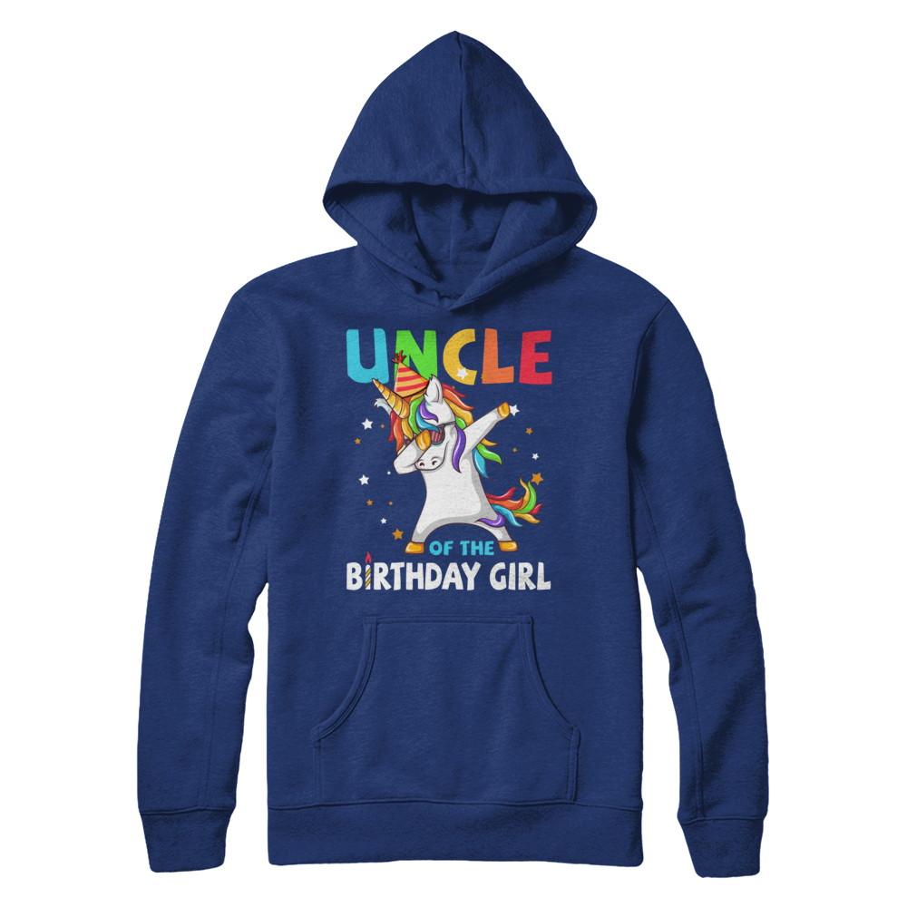 UNCLE Of The Birthday Girl Dabbing Unicorn Party-T-Shirt & Hoodie-Pullover Hoodie-Deep Royal