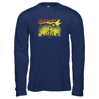 Happy Hallowine Funny Halloween Wine Drinkers 2017-T-Shirt & Tank Top-Long Sleeve T-Shirt-Navy