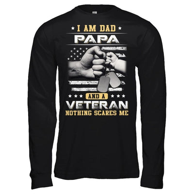 I'm A Dad Papa And A Veteran Nothing Scares Me-T-Shirt & Hoodie-Long Sleeve T-Shirt-Black