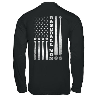 American Flag Vintage Baseball Mom Mother's Day-T-Shirt & Hoodie-Long Sleeve T-Shirt-Black