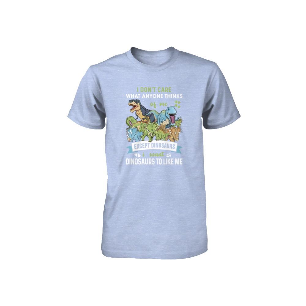 I Don't Care Except Dinosaurs Want Dinosaurs To Like Me Youth-Youth Shirt-Youth T-Shirt-Blue Triblend