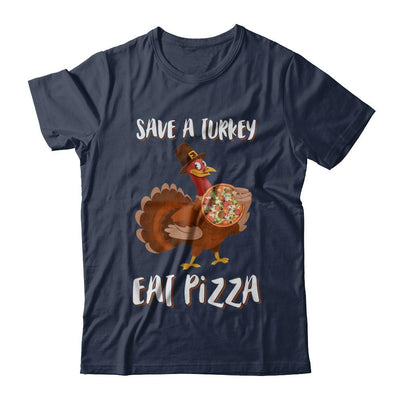 Adult Vegan Save A Turkey Eat Pizza Thanksgiving-T-Shirt & Sweatshirt-Classic T-Shirt-Navy