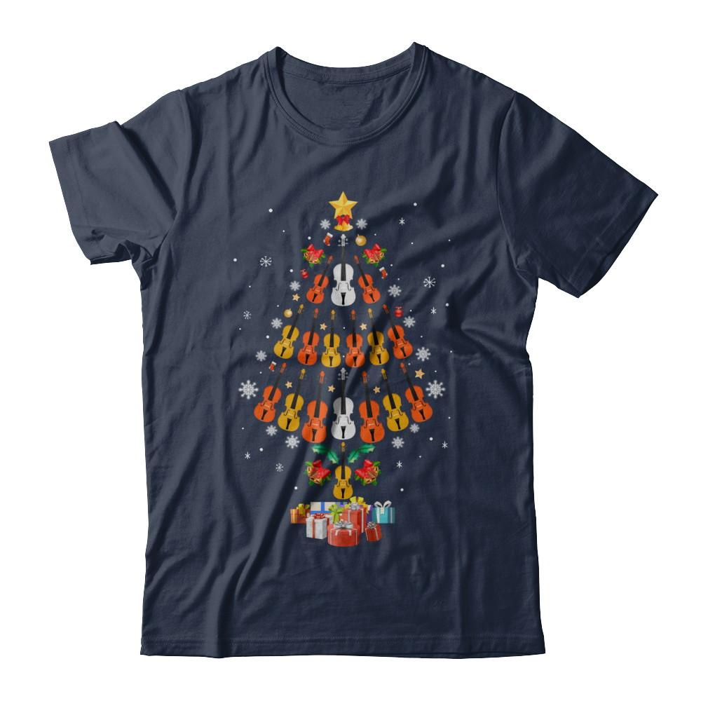 Music Violin Christmas Tree Merry Xmas Gift-T-Shirt & Sweatshirt-Classic T-Shirt-Navy