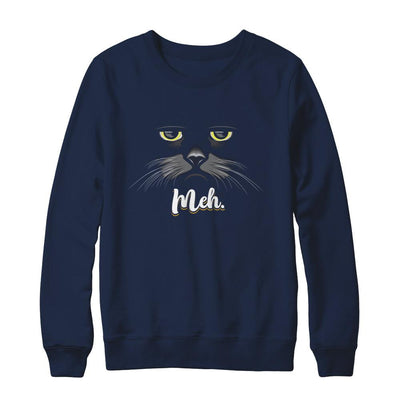 Funny Halloween Cat Meh Gift-T-Shirt & Sweatshirt-Crewneck Sweatshirt-Navy