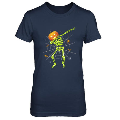 Funny Dabbing Skeleton Pumpkin Halloween Dab-T-Shirt & Hoodie-Women's T-Shirt-Navy