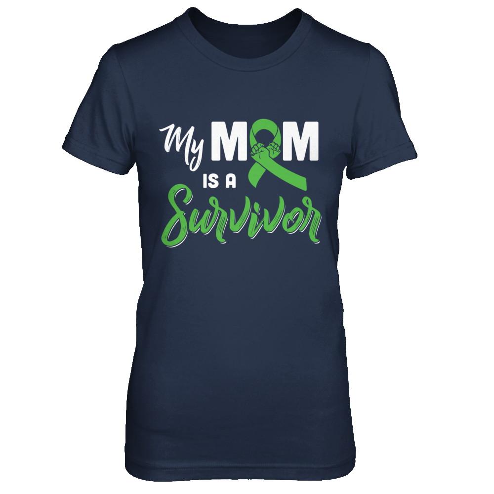 My Mom Is A Survivor Lymphoma Son Daughter-T-Shirt & Hoodie-Women's T-Shirt-Navy