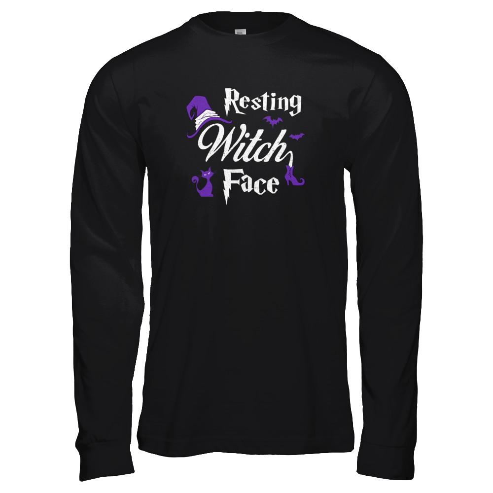 Halloween Resting Witch Face Witches-T-Shirt & Tank Top-Long Sleeve T-Shirt-Black