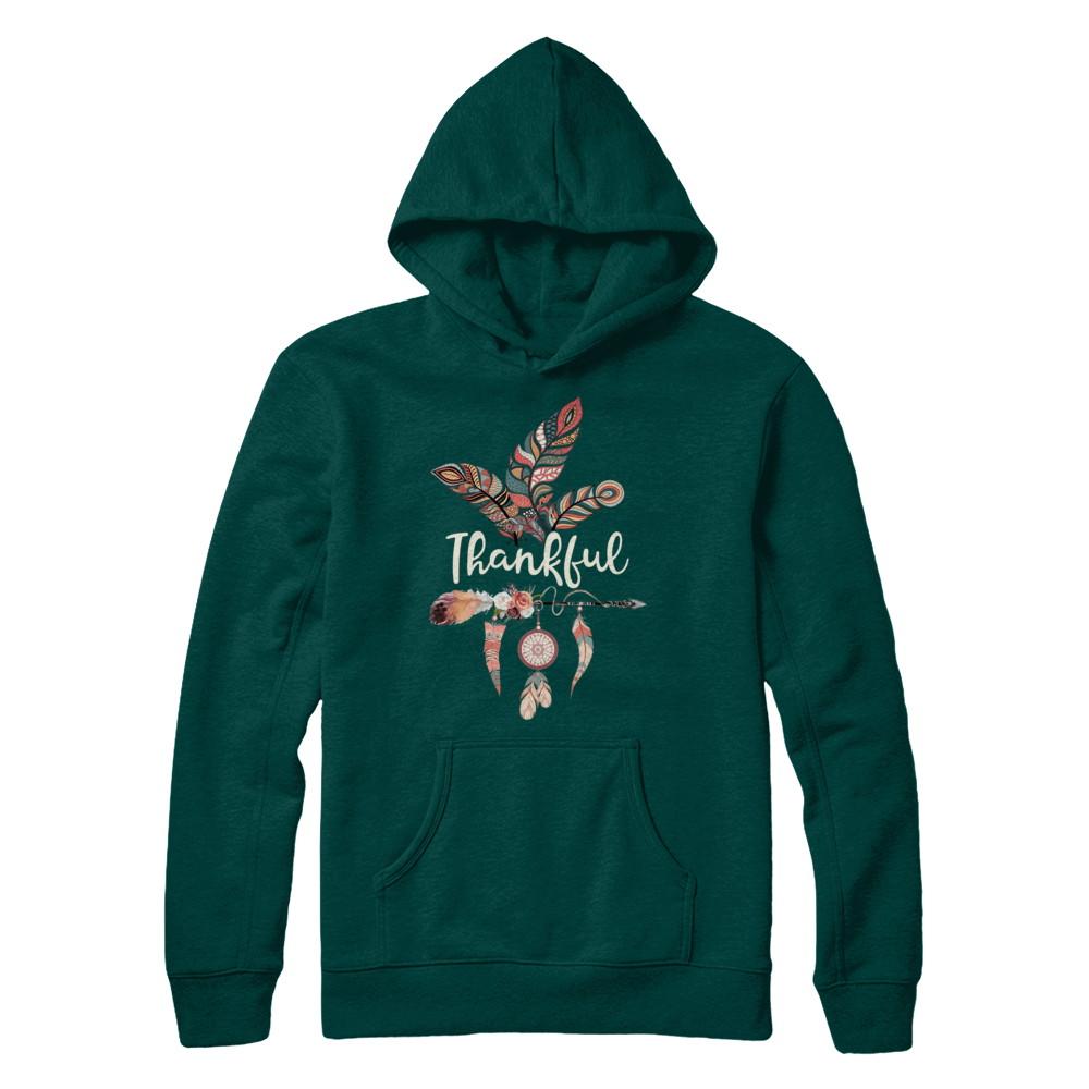 Thankful Feather And Arrow Fall Vintage Thanksgiving-T-Shirt & Sweatshirt-Pullover Hoodie-Deep Forest