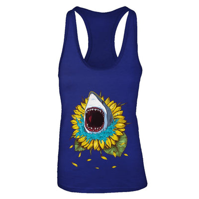 Shark Sunflower Funny Shark Lover Gift-T-Shirt & Tank Top-Women's Ideal Racerback Tank-Royal