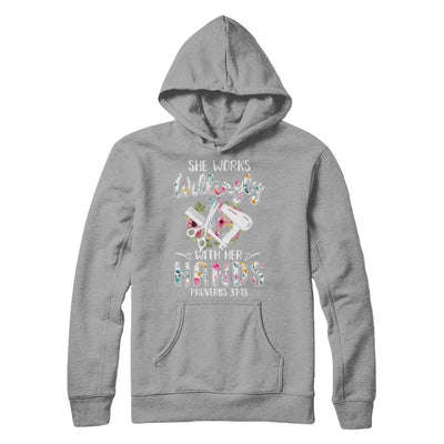 She Works Willingly With Her Hands Hairdresser-T-Shirt & Hoodie-Pullover Hoodie-Light Steel