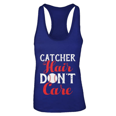 Catcher Hair Don't Care Baseball-T-Shirt & Tank Top-Women's Ideal Racerback Tank-Royal