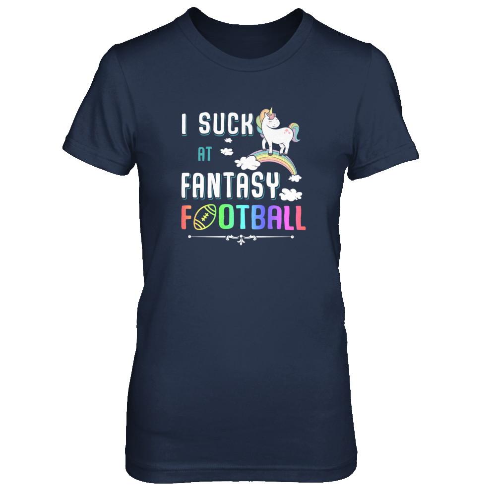 I Suck At Fantasy Football Unicorn-T-Shirt & Tank Top-Women's T-Shirt-Navy