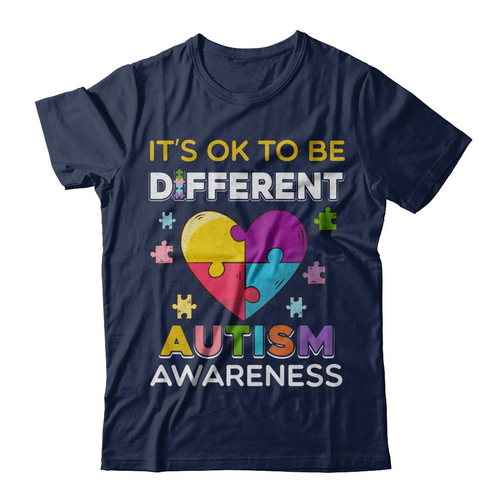 It's Ok To Be Different Autism Awareness Gift 2018-T-Shirt & Hoodie-Classic T-Shirt-Navy